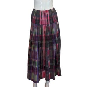 Vintage 80s Lizsport Skirt Plaid Maxi Women's Medium Cotton Unlined